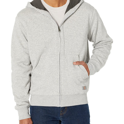 Sudadera con capucha de forro polar con cremallera completa, forro térmico y DWR para hombre Dickies, gris jaspeado, pequeña