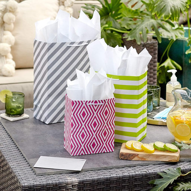 Hallmark Pastel Gift Bag Bundle in Assorted Sizes (Pack of 12-5 Medium 8", 4 Large 11", 3 Extra Large 14") for Baby Showers, Bridal Showers, Birthdays, Easter