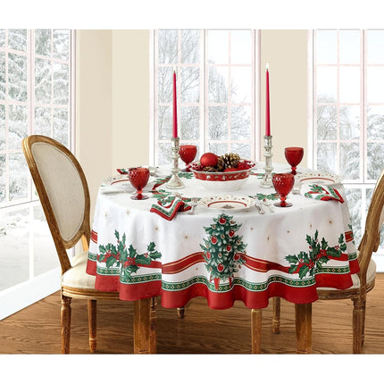 Elrene Home Fashions Villeroy & Boch Toy's Delight Christmas Fabric Tablecloth, Holiday Table Decor, 60"x84" Oval, Multi