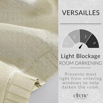Elrene Home Fashions Versailles Faux-Silk Room-Darkening Curtain Panel, Blackout Curtain with Rod Pocket, 52 Inches by 95 Inches, Ivory, 1 Panel