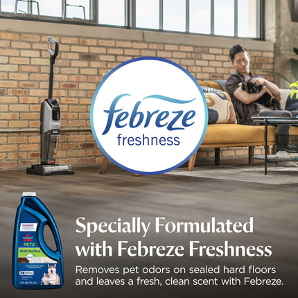 Fórmula BISSELL multisuperficie para mascotas con Febreze Freshness, 22951, 64 oz líq., úsese en suelos duros sellados y alfombras, elimina la suciedad difícil, Febreze Freshness