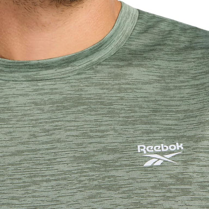 Reebok Mens Trophy Short Sleeve Crewneck T-Shirt, Standard Fit, Breathable Stretch Poly Jersey Knit Fabric, Duck Green Heather, Large