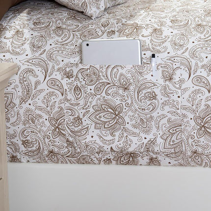 Elegant Comfort Softest and Coziest 6-Piece Bed Sheets King Size Sheet Set - 1500 Premium Hotel Quality Microfiber - Deep Pocket, Wrinkle Resistant Paisley Pattern, Paisley Taupe