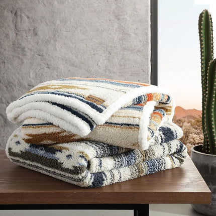 Wrangler Ultra Soft Plush Home Decor, All Season Reversible Sherpa Bedding Throw Blanket, 50 x 60, Coyote Sands Ivory