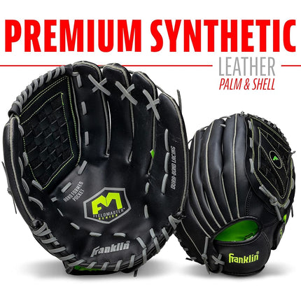 Gant de baseball et softball Franklin Sports unisexe adulte 14" - Fieldmaster Midnight Youth, noir, 14 Basket Web US