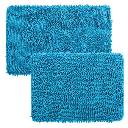 Bedford Home 2-Piece Memory Foam Shag Bath Mat, Blue