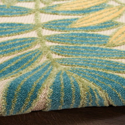 Nourison Aloha Indoor/Outdoor Green Multicolor 2'3" x 8' Area Rug, Easy Cleaning, Non Shedding, Bed Room, Living Room, Dining Room, Backyard, Patio, Deck (2x8)