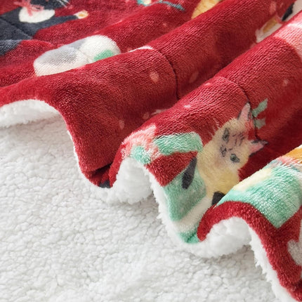 Plaid Sherpa réversible et ultra-doux en flanelle polaire Elegant Comfort – Hiver Noël – Léger, doux et confortable – Couverture décorative de Noël, parfaite pour se prélasser, 127 x 152 cm, Chats de Noël