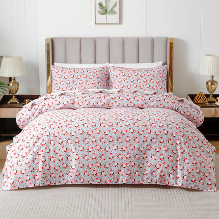 Elegant Comfort Ultra Soft 4-Piece 100% Turkish Cotton Flannel Sheet Set - Holiday Christmas Flannel Sheets, Warm and Cozy Anti-Pill Premium Quality, Deep Pocket Fitted Sheet- Twin XL, Jolly Santa