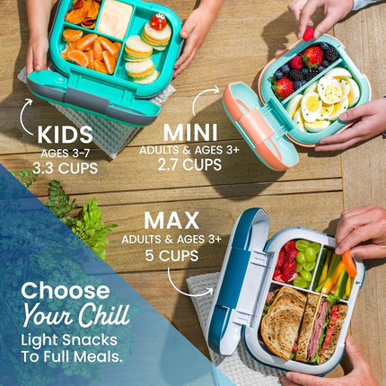 Bentgo® Kids Chill Lunch Box - Bento-Style Lunch Solution with 4 Compartments and Removable Ice Pack for Meals and Snacks On-The-Go - Leak-Proof, Dishwasher Safe, Patented Design (Fuchsia/Teal)
