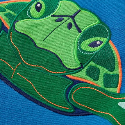 Gymboree Boys' and Toddler Embroidered Graphic Short Sleeve T-Shirts, Sea Turtle Blue, 12-18 Months