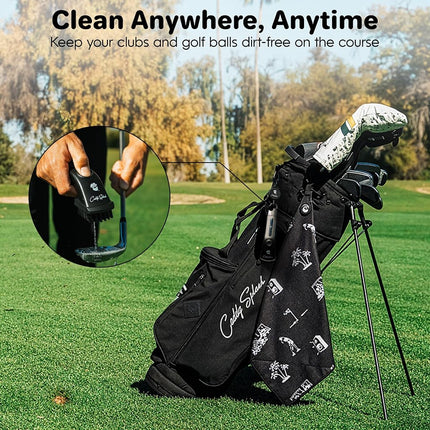 Caddy Splash Golf Club Brush Pro with Water (Black) - Heavy Duty Retractable Clip- Push Button for Easy Cleaning with Nylon Bristles - Holds 4 Oz Water - Golf Accessories - USA Company