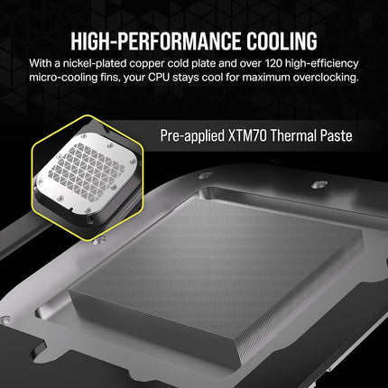 Corsair XC7 RGB ELITE LCD CPU Water Block - 480x480 IPS LCD Screen - 31 RGB LEDs - USB-C - Fits Intel® LGA 1700, AMD® AM5 and older - Stealth Grey