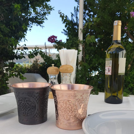Dede Copper - CC Series (20 oz) - Handcrafted Super Heavy Weight Drinking Cups or Serving Cold Beverages and Cocktail Mugs, Handmade Unlined Uncoated Pure Solid Copper Tumblers (Engraved)