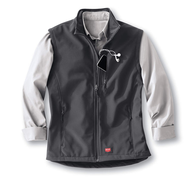 Red Kap Men's Soft Shell Vest Work Utility Outerwear, Charcoal, Large