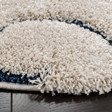 Safavieh Florida Shag Collection SG455-1165 Scrolling Vine Graceful Swirl Runner, 2' 3" x 9', Cream/Blue