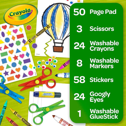 CRAYOLA Toddler Scissor Skills Activity Kit, 3 Count Safety Scissors and Craft Supplies, Gift for Kids, Ages 3, 4, 5