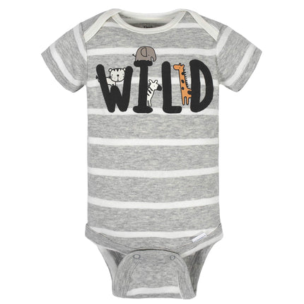 Gerber Baby Boys' 8-Pack Short Sleeve Onesies Bodysuits, Jungle Blue, 12 Months