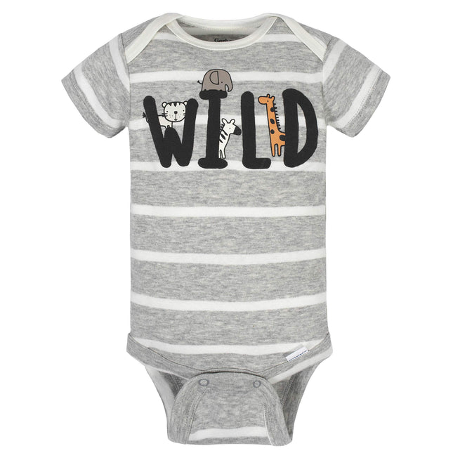 Gerber Baby Boys' 8-Pack Short Sleeve Onesies Bodysuits, Jungle Blue, 12 Months