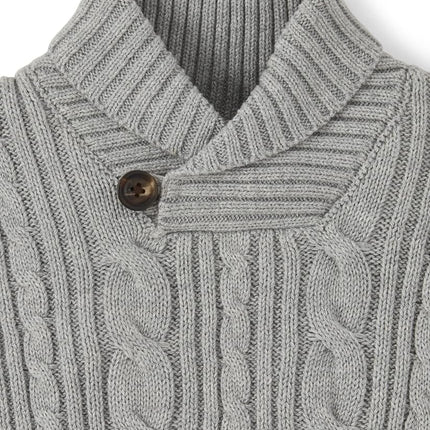Gymboree Boys and Toddler Long Sleeve Cable Knit Shawl Sweater, Grey, 6