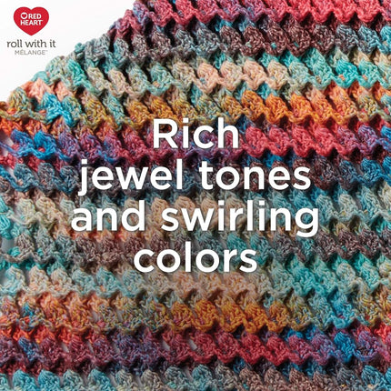 Red Heart Roll with It Melange Yarn, 3 Pack, Green Room 3 Count