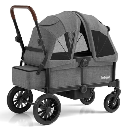 INFANS Wagon Stroller for 2 Kids, Collapsible Adju