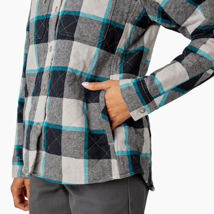 Chaqueta de camisa de franela con capucha Dickies para mujer, gris, 2X