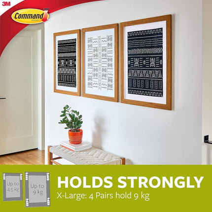 Command XL Picture Hanging Strips, 10 Pairs of X-Large Adhesive Strips - For Heavyweight Items - Holds up to 9 kg - Damage Free Hanging