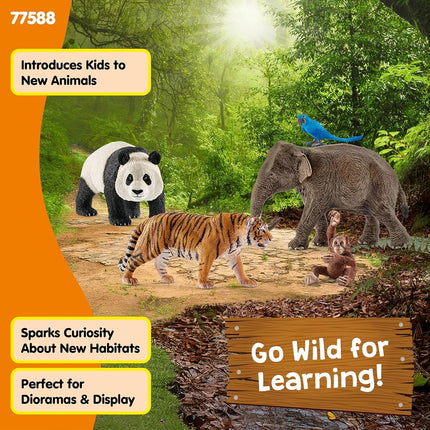 Schleich Wild Life - 5Pc Wild Animal Toy Set - Jungle Safari Bundle | 77588