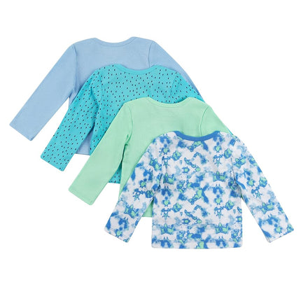 Hanes Camiseta de Manga Larga para Bebé, Camiseta Ultimate Flexy Knit para Niños y Niñas, Paquete de 4, Azul/Verde, 0-6 Meses