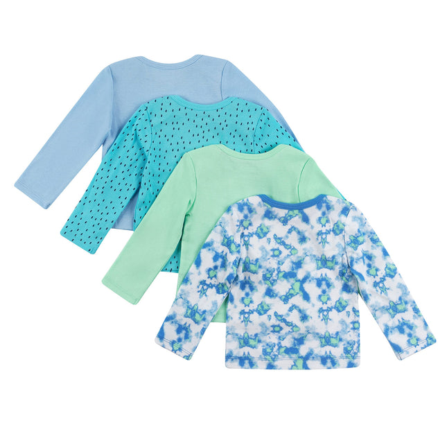 Hanes Lot de 4 sous-pulls en tricot souple à manches longues avec épaules extensibles pour bébé et tout-petit, Bleu/Vert, 12-18 mois