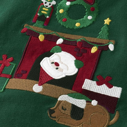 Gymboree Boys' and Toddler Embroidered Graphic Long Sleeve T-Shirts, Santa Chimney, 12-18 Months
