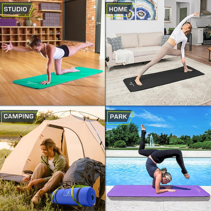 ProsourceFit Extra Thick Yoga and Pilates Mat ½” (13mm), 71-inch Long High Density Exercise Mat with Comfort Foam and Carrying Strap, Black
