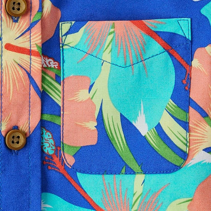 The Children's Place Chemise boutonnée à manches courtes pour bébé garçon, bleu cobalt frais Tropical, 2T