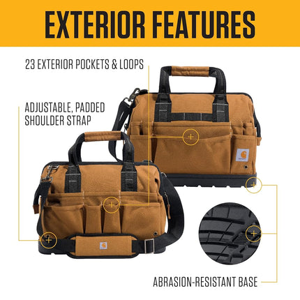 Carhartt Onsite Tool Bag, Durable Water-Resistant, Tool Storage Bag, Heavyweight w/Molded Base, 16-Inch, Carhartt Brown
