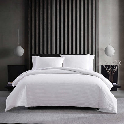 Vera Wang - Queen Duvet Cover Set, Luxury Cotton Bedding with Button Closure, Includes Matching Shams (Waffle Pique White, Queen)