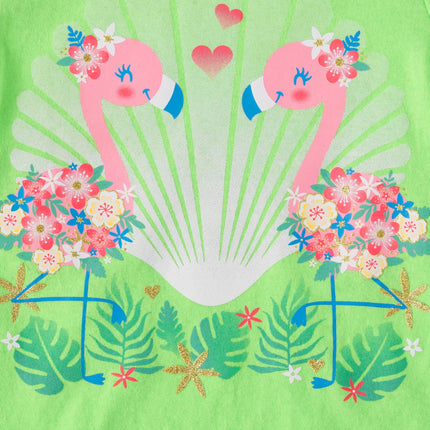 The Children's Place,Baby Girls,and Toddler Assorted Everyday Short Sleeve Graphic T-Shirts,Multipacks,Flamingos/Pineapple/Hawaiin Girl 3-Pack,2 Years