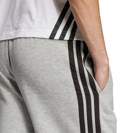 Adidas Mens Essentials 3-Stripes Fleece 9-inch Shorts, Dark Grey Heather/White, Small