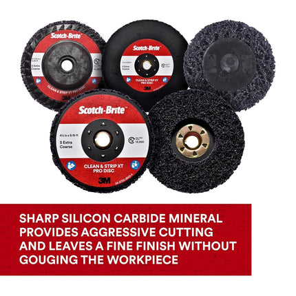 Scotch-Brite Clean and Strip XT Pro Disc - Rust and Paint Stripping Disc - 4.5” diam. x 5/8-11 Quick Change Thread - Extra Coarse Silicon Carbide - Pack of 1