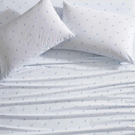 Nautica - King Sheets, Cotton Percale Bedding Set, Casual Home Decor (Boat Stripe Pale Blue, King)