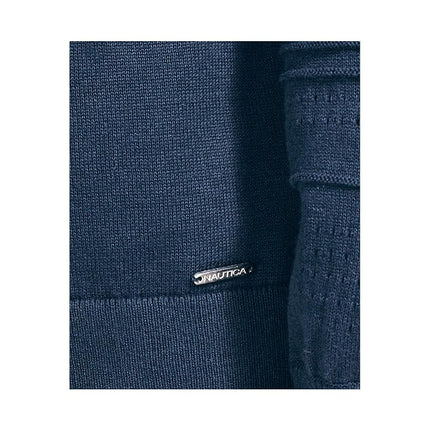 Suéter clásico de algodón suave con cuello barco Nautica para mujer, Azul marino, XS