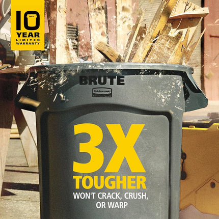 Rubbermaid Commercial Products Brute Container with Venting Channels, 20 gal, Gray
