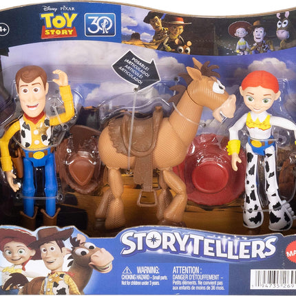 Mattel Disney Pixar Storytellers Toy Story 3-Pack of Woody, Jessie & Bullseye, 4-inch Authentic Posable Figures, Key Character Collectibles