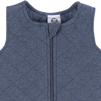 Gerber Unisex Baby Quilted Wearable Blanket, Navy Heather, 0-6 Months