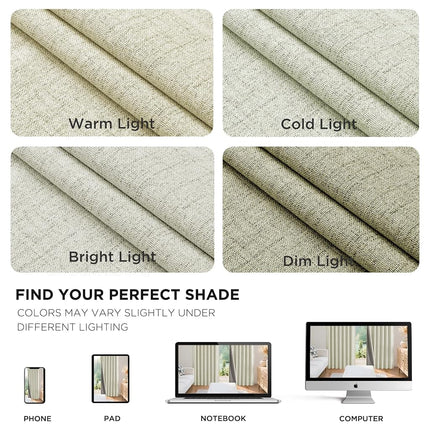 Joydeco 100% Black Out Curtains 63 inch Long 2 Panels Burg Natural Blackout Linen Drapes for Bedroom Living Room Darkening Curtain Thermal Insulated Back tab Rod Pocket(37x63 inch,Light Beige)