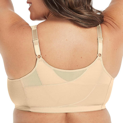 Playtex Women's 18 Hour Front Close Wirefree Back Support Posture Full Coverage Bra USE525, Light Beige, 42C