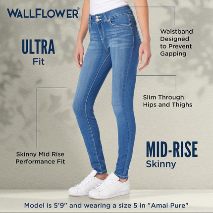 WallFlower Women's InstaSoft Ultra Fit Skinny Jeans, Florence, 20 Plus