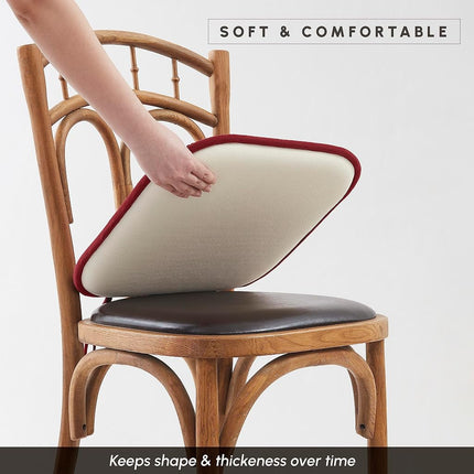 Elegant Comfort 2 Pack Chair Cushion Covers - Skid-Proof Rubber Backing - 16 x 16 Inch - Thick Dining Square Shape Seat Covers - Comfortable Textured Chair Pads with Ties - Honeycomb Pattern, Burgundy