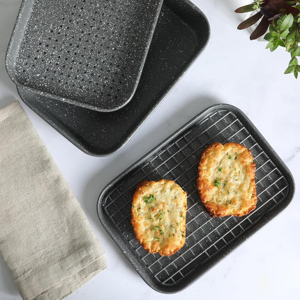 Oster Greystone Premium PFA Free Non-Stick 4 Piece Toaster Oven Carbon Steel Bakerware Set