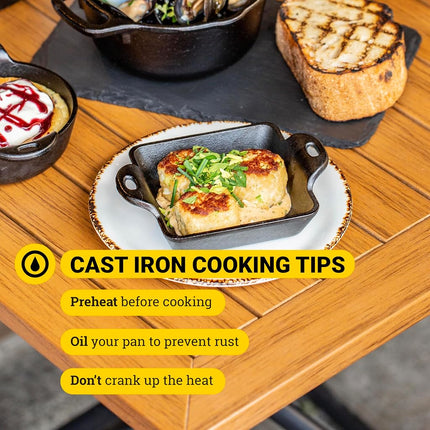Lodge 0.30 litre / 10 ounce Heat-Treated Pre-Seasoned Cast Iron Square Mini Server